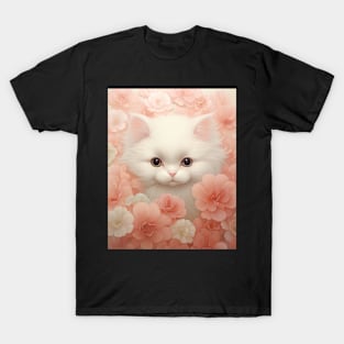 Cute Floral Kitten T-Shirt